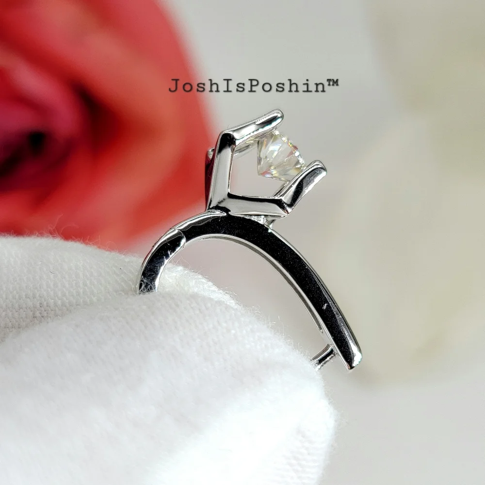 1CT. T.W. Moissanite round cut latch back earrings in sterling silver - Picture 7 of 14